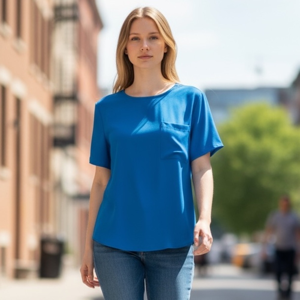Vintage Sunny Leigh Royal Blue Silk Blouse